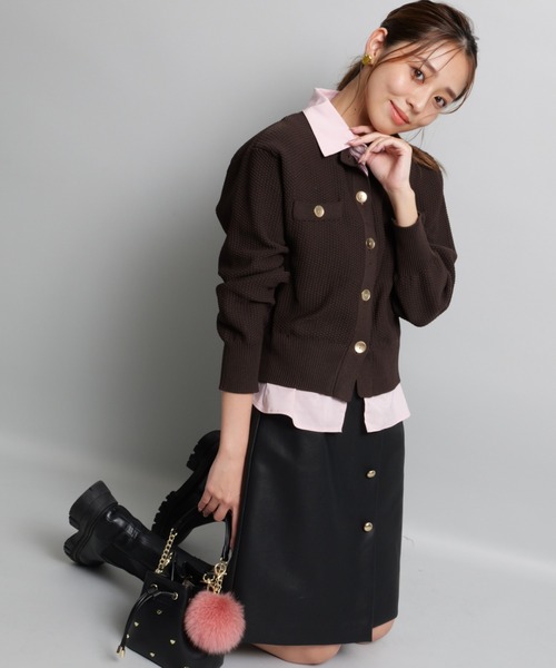 【新品】ジャスグリッティー　衿付きカノコカーディガン 新品】ジャスグリッティー 襟付きカノコカーディガン