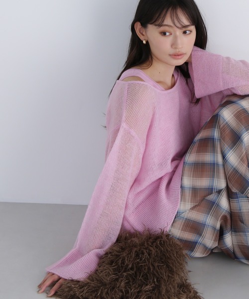 NATURAL BEAUTY BASIC(ナチュラルビューティーベーシック)の「◇【THINK NATURAL】モヘヤライクニットセット(ニット/セーター・レディース・ブラウン/ピンク/レッド・FREE)」の2枚目の写真
