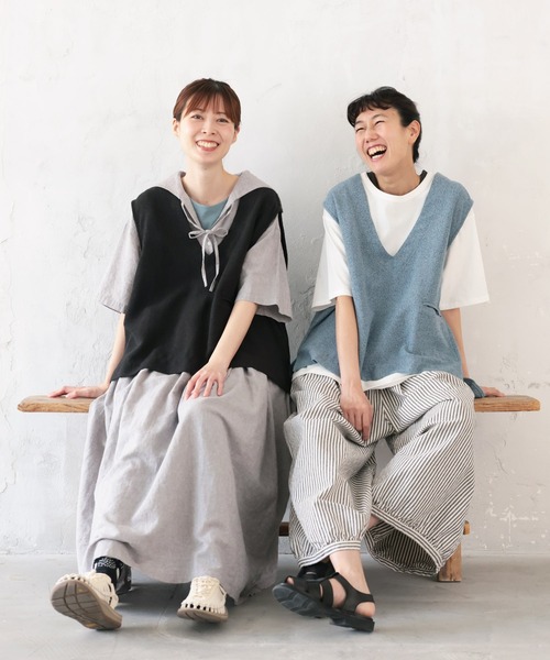 soulberry(ソウルベリー)の「涼やかな、夏のこなれベスト(ベスト・レディース・ブラック/ブルー・M/5L/4L/3L/LL/L)」の3枚目の写真