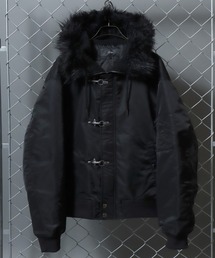 ANPAS（アンパス）の「ANPAS Nylon Twill N-2B Fireman Buckle Jacket/別注 ナイロンツイル N-2B ファイヤーマンバックル ジャケット ミリタリーブルゾン フェイクファーフーデッドブルゾン アウター メンズ レディース（ブルゾン）」