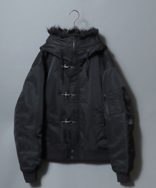 ANPAS（アンパス）の「ANPAS Nylon Twill N-2B Fireman Buckle Jacket/別注 ナイロンツイル N-2B ファイヤーマンバックル ジャケット ミリタリーブルゾン フェイクファーフーデッドブルゾン アウター メンズ レディース（ブルゾン・メンズ・ブラック/オリーブ・M/L/LL）」の16枚目の写真