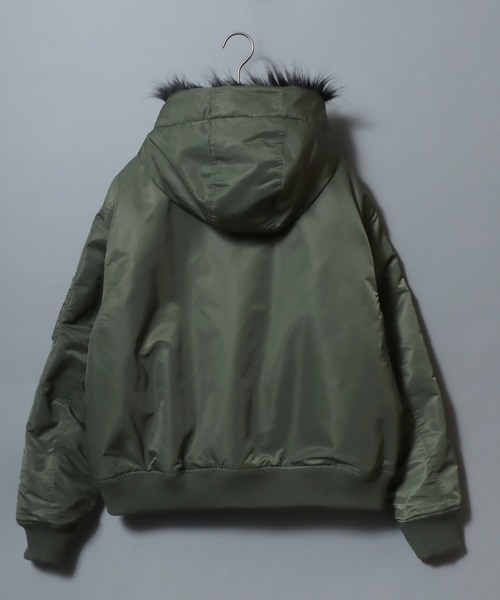 ANPAS（アンパス）の「ANPAS Nylon Twill N-2B Fireman Buckle Jacket/別注 ナイロンツイル N-2B ファイヤーマンバックル ジャケット ミリタリーブルゾン フェイクファーフーデッドブルゾン アウター メンズ レディース（ブルゾン・メンズ・ブラック/オリーブ・M/L/LL）」の19枚目の写真