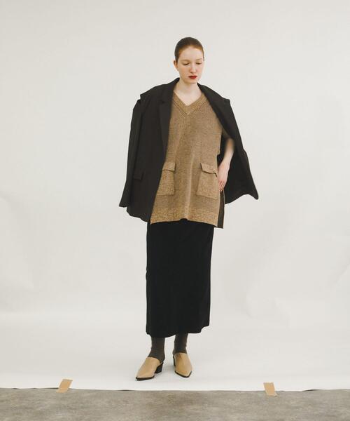 LAATO（ラート）の「pocketed knit vest（ニット/セーター・レディース・ベージュ/ブラック・FREE）」の21枚目の写真