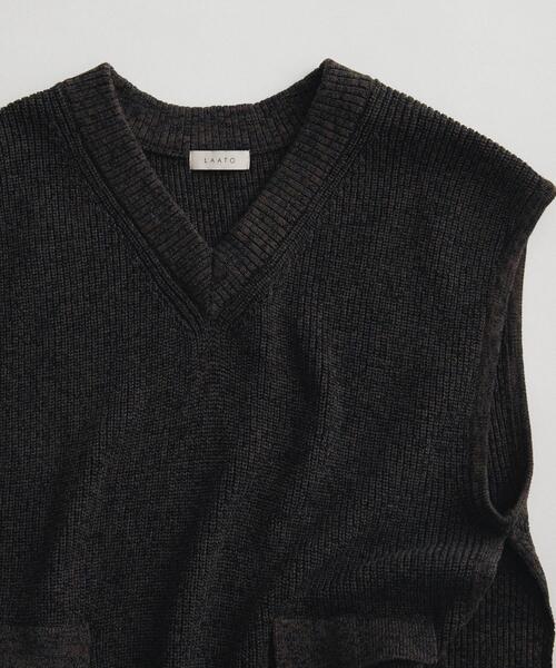 LAATO（ラート）の「pocketed knit vest（ニット/セーター・レディース・ベージュ/ブラック・FREE）」の15枚目の写真