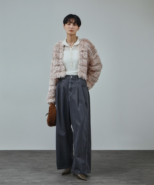 SALON adam et rope'(サロン アダム エ ロペ)の「リブニット2WAYタートルネックプルオーバー(ニット/セーター・レディース・グレー/オフホワイト/ブラック・FREE)」の18枚目の写真