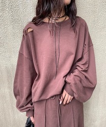 AIC.（エーアイシー）の「ダメージ加工オーバーサイズスウェットトップス/セットアップ可能（スウェット）」
