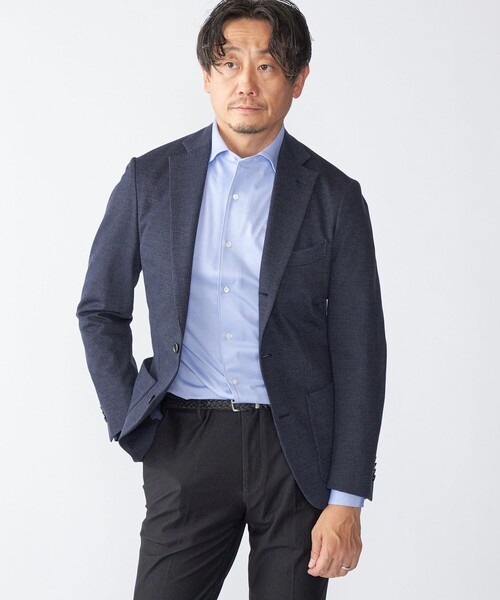 ジャケット テーラードジャケット ハウンドトゥース プリント 2ボタンジャケット COZY -ウォッシャブル・ストレッチ・撥水-