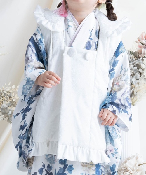 SweetMommy（スウィートマミー）の「七五三　フリルジャガード被布　3歳 女の子（着物・キッズ・ホワイト/ピンク・100）」の15枚目の写真