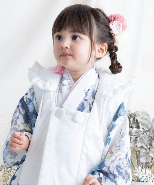 SweetMommy（スウィートマミー）の「七五三　フリルジャガード被布　3歳 女の子（着物・キッズ・ホワイト/ピンク・100）」の16枚目の写真