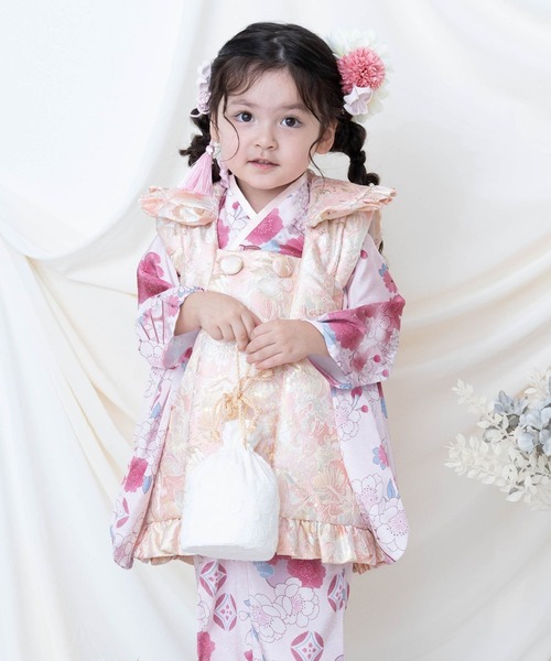 SweetMommy（スウィートマミー）の「七五三　フリルジャガード被布　3歳 女の子（着物・キッズ・ホワイト/ピンク・100）」の22枚目の写真