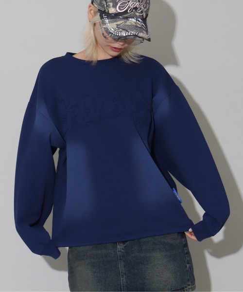 SEQUENZ(シークエンズ)の「【SEQUENZ/シークエンズ】vintage finishing logo sweatshirt/別注 ヴィンテージライクフェード加工 クルーネックスウェット(スウェット・メンズ・ダークブラウン/ブラック/ピンク/ダークネイビー・L/M/S)」の5枚目の写真
