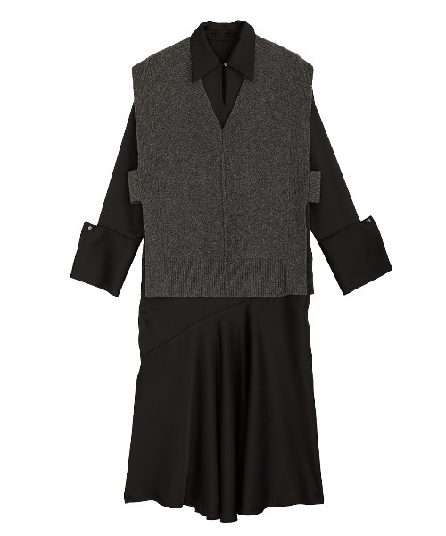 KNIT VEST SET SATIN DRESS（ドレス）｜Ameri（アメリ）のファッション