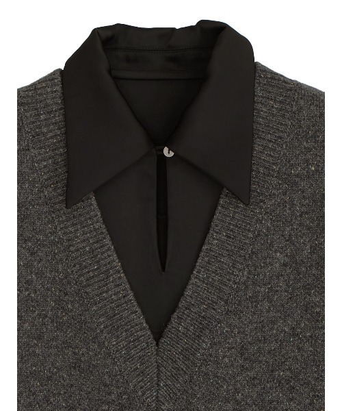 Ameri（アメリ）の「KNIT VEST SET SATIN DRESS（ドレス）」 - WEAR