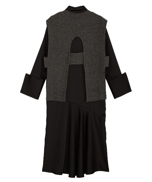 KNIT VEST SET SATIN DRESS（ドレス）｜Ameri（アメリ）のファッション