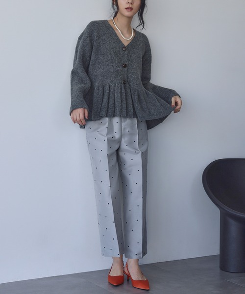 ELFRANK(エルフランク)の「ドットジャガード ストレート セミワイドパンツ【洗える】(スラックス・レディース・グレー系/ブラック系・S/L/M)」の15枚目の写真