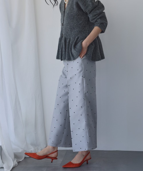 ELFRANK(エルフランク)の「ドットジャガード ストレート セミワイドパンツ【洗える】(スラックス・レディース・グレー系/ブラック系・S/L/M)」の16枚目の写真