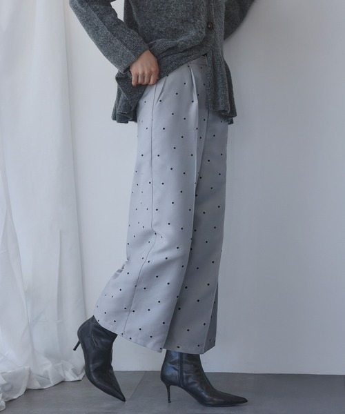 ELFRANK(エルフランク)の「ドットジャガード ストレート セミワイドパンツ【洗える】(スラックス・レディース・グレー系/ブラック系・S/L/M)」の18枚目の写真