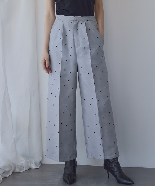 ELFRANK(エルフランク)の「ドットジャガード ストレート セミワイドパンツ【洗える】(スラックス・レディース・グレー系/ブラック系・S/L/M)」の19枚目の写真