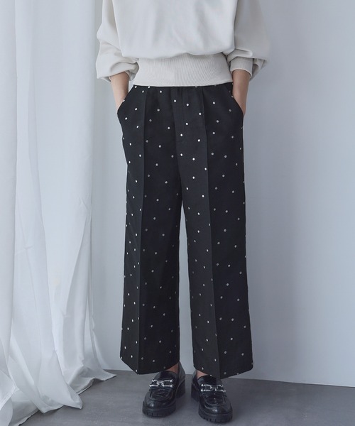 ELFRANK(エルフランク)の「ドットジャガード ストレート セミワイドパンツ【洗える】(スラックス・レディース・グレー系/ブラック系・S/L/M)」の21枚目の写真