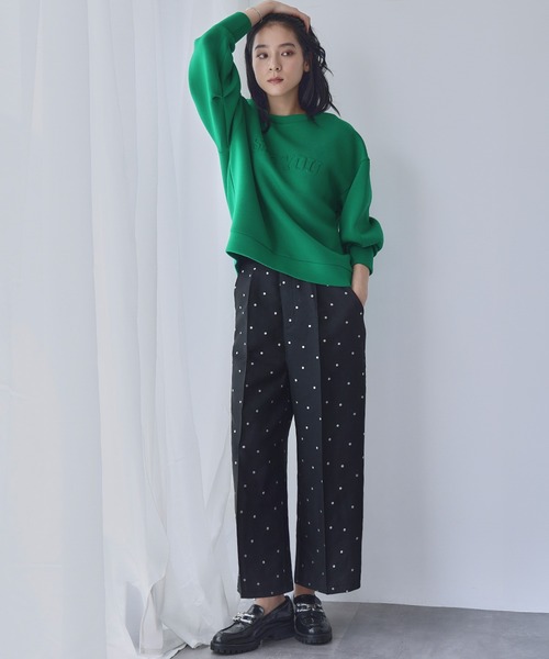 ELFRANK(エルフランク)の「ドットジャガード ストレート セミワイドパンツ【洗える】(スラックス・レディース・グレー系/ブラック系・S/L/M)」の22枚目の写真