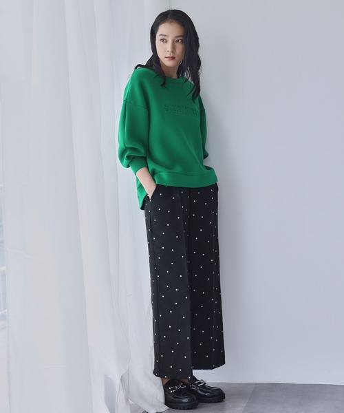 ELFRANK(エルフランク)の「ドットジャガード ストレート セミワイドパンツ【洗える】(スラックス・レディース・グレー系/ブラック系・S/L/M)」の10枚目の写真