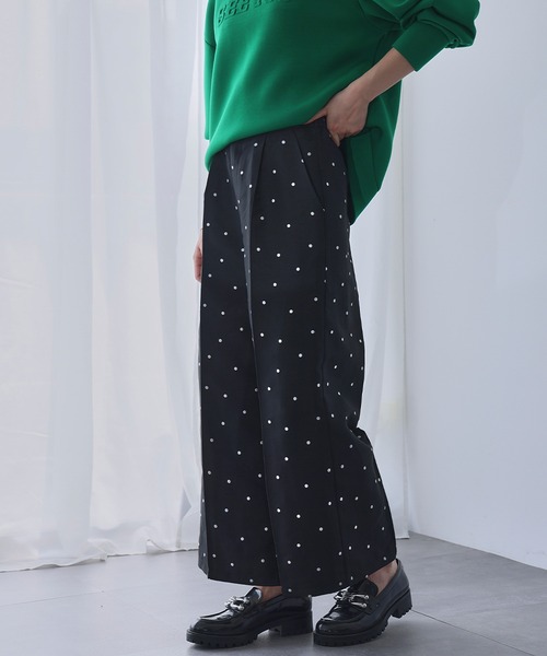 ELFRANK(エルフランク)の「ドットジャガード ストレート セミワイドパンツ【洗える】(スラックス・レディース・グレー系/ブラック系・S/L/M)」の11枚目の写真