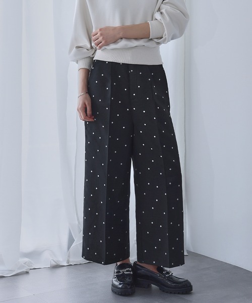ELFRANK(エルフランク)の「ドットジャガード ストレート セミワイドパンツ【洗える】(スラックス・レディース・グレー系/ブラック系・S/L/M)」の13枚目の写真