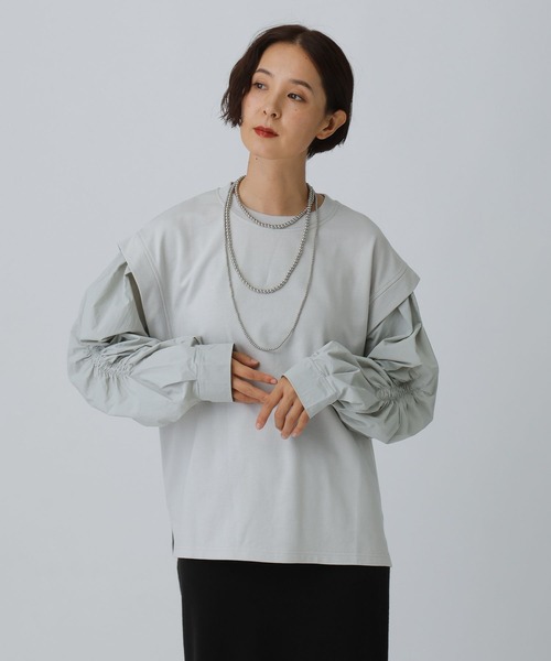 LEPSIM(レプシィム)の「袖キャザー異素材プルオーバー 582457(Tシャツ/カットソー・レディース・ブラック/ライトグレー/アイボリー・FREE)」の18枚目の写真