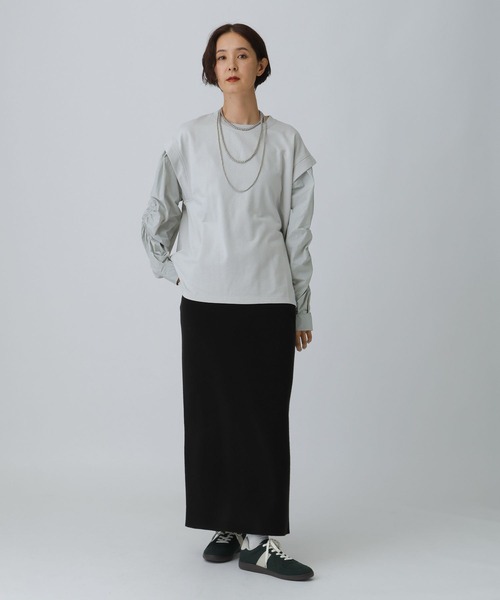 LEPSIM(レプシィム)の「袖キャザー異素材プルオーバー 582457(Tシャツ/カットソー・レディース・ブラック/ライトグレー/アイボリー・FREE)」の12枚目の写真