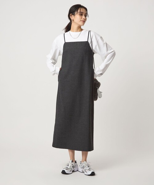 green label relaxing（グリーンレーベルリラクシング）の「［size SHORTあり］ライト サキソニー キャミソール ワンピース ウォッシャブル（ワンピース・レディース・ダークグレー/ダークブラウン/ベージュ・SHORT/FREE）」の10枚目の写真