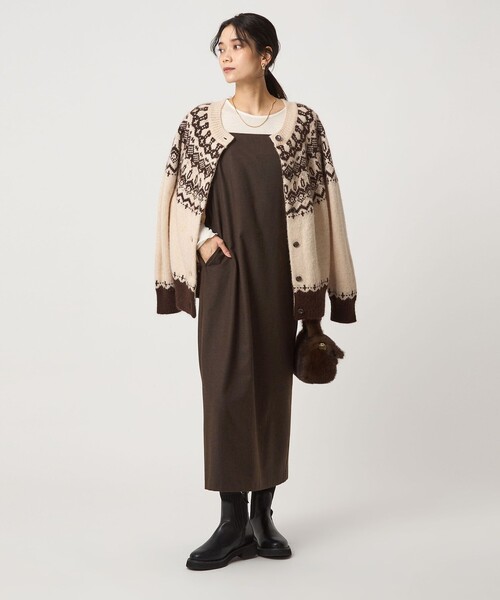 green label relaxing（グリーンレーベルリラクシング）の「［size SHORTあり］ライト サキソニー キャミソール ワンピース ウォッシャブル（ワンピース・レディース・ダークグレー/ダークブラウン/ベージュ・SHORT/FREE）」の12枚目の写真