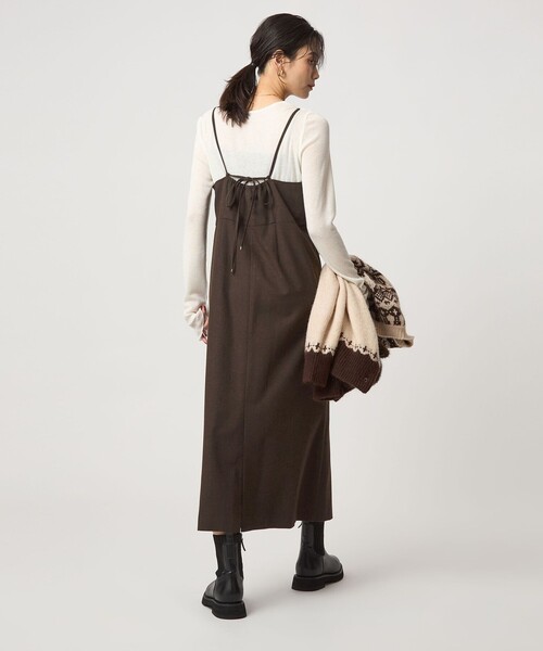 green label relaxing（グリーンレーベルリラクシング）の「［size SHORTあり］ライト サキソニー キャミソール ワンピース ウォッシャブル（ワンピース・レディース・ダークグレー/ダークブラウン/ベージュ・SHORT/FREE）」の14枚目の写真
