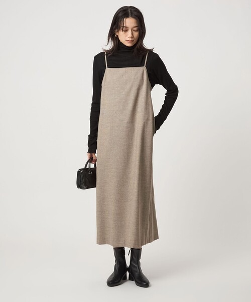 green label relaxing（グリーンレーベルリラクシング）の「［size SHORTあり］ライト サキソニー キャミソール ワンピース ウォッシャブル（ワンピース・レディース・ダークグレー/ダークブラウン/ベージュ・SHORT/FREE）」の15枚目の写真