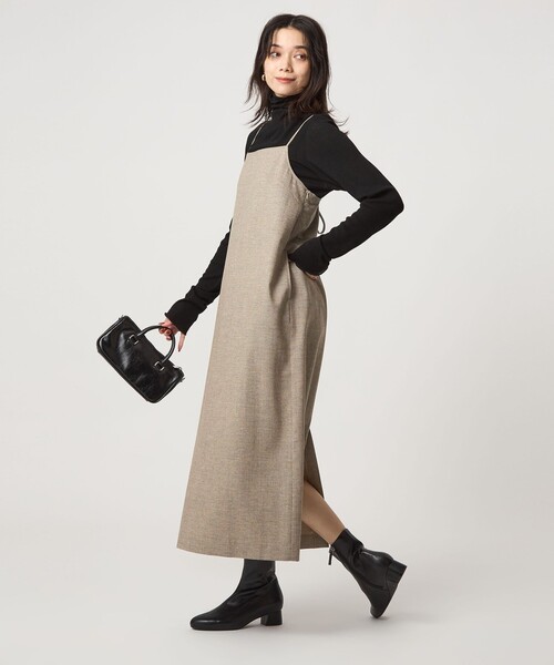 green label relaxing（グリーンレーベルリラクシング）の「［size SHORTあり］ライト サキソニー キャミソール ワンピース ウォッシャブル（ワンピース・レディース・ダークグレー/ダークブラウン/ベージュ・SHORT/FREE）」の16枚目の写真