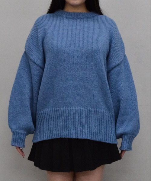 spiritoso(スピリトーゾ)の「【spiritoso】モックネックボリュームスリーブニット(ニット/セーター・レディース・ブルー/ブラック/ブラウン/アイボリー・MEDIUM/SMALL)」の15枚目の写真