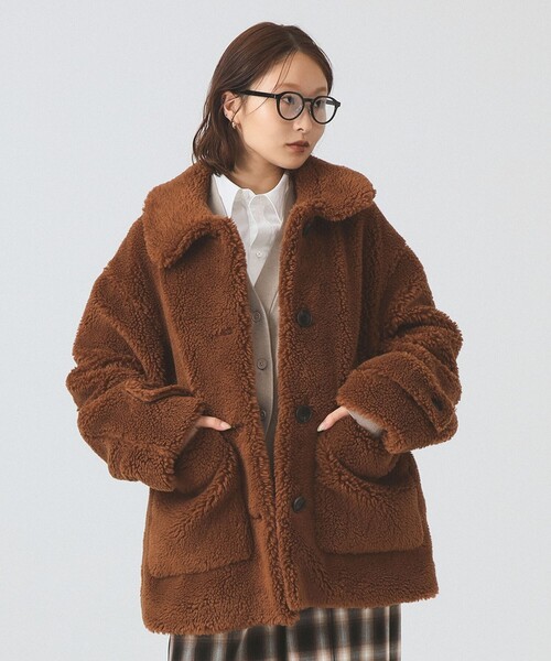 Ray BEAMS（レイビームス）の「ボア ビッグ ポケット ハーフ コート（その他アウター・レディース・ダークブラウン/オフホワイト・0/1）」の10枚目の写真