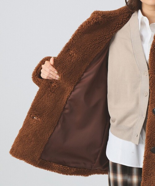 Ray BEAMS（レイビームス）の「ボア ビッグ ポケット ハーフ コート（その他アウター・レディース・ダークブラウン/オフホワイト・0/1）」の11枚目の写真