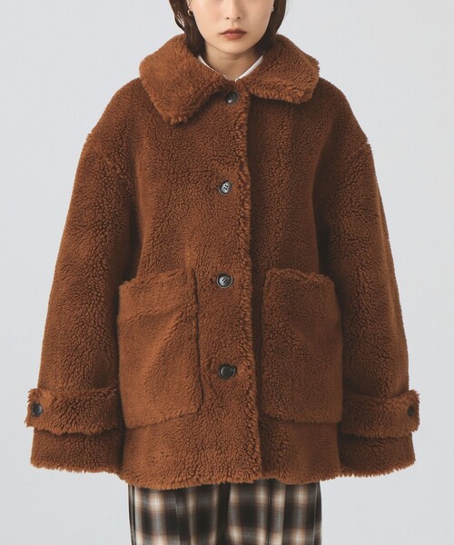 Ray BEAMS（レイビームス）の「ボア ビッグ ポケット ハーフ コート（その他アウター・レディース・ダークブラウン/オフホワイト・0/1）」の12枚目の写真