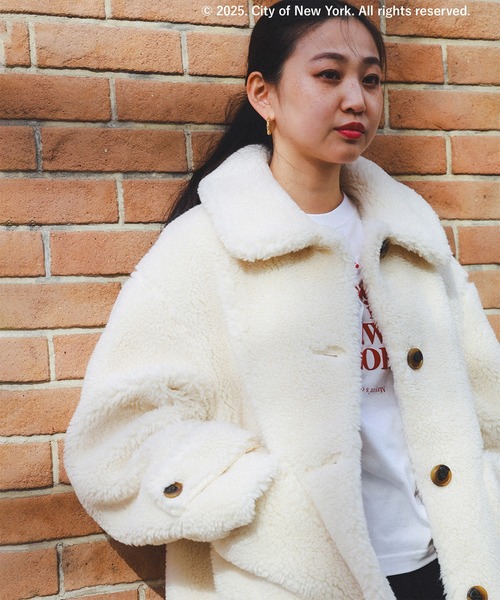 Ray BEAMS(レイビームス)の「ボア ビッグ ポケット ハーフ コート(その他アウター・レディース・ダークブラウン/オフホワイト・0/1)」の6枚目の写真