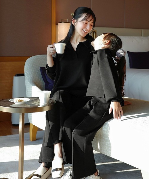 KOBE LETTUCE（コウベレタス）の「［ Yuumiさんコラボ ］ダンボールポロトップス（スウェット・レディース・ネイビー/グレイッシュベージュ/ブラック/オフホワイト・M）」の10枚目の写真