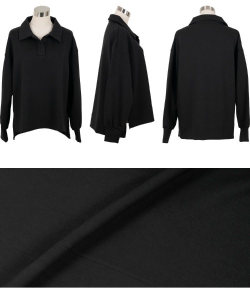 KOBE LETTUCE（コウベレタス）の「［ Yuumiさんコラボ ］ダンボールポロトップス（スウェット・レディース・ネイビー/グレイッシュベージュ/ブラック/オフホワイト・M）」の15枚目の写真