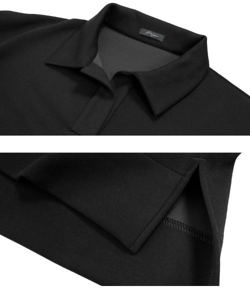 KOBE LETTUCE（コウベレタス）の「［ Yuumiさんコラボ ］ダンボールポロトップス（スウェット・レディース・ネイビー/グレイッシュベージュ/ブラック/オフホワイト・M）」の16枚目の写真