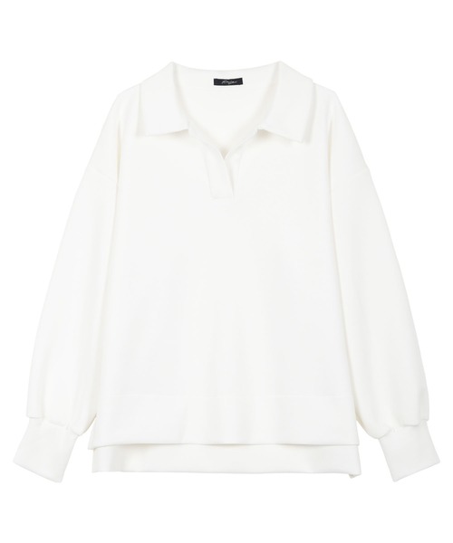 KOBE LETTUCE（コウベレタス）の「［ Yuumiさんコラボ ］ダンボールポロトップス（スウェット・レディース・ネイビー/グレイッシュベージュ/ブラック/オフホワイト・M）」の18枚目の写真