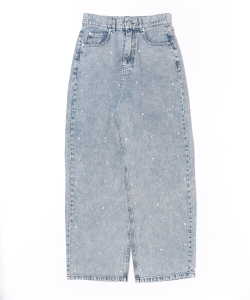STYLEBLOCK（スタイルブロック）の「デニムパールスタッズストレートパンツ（デニムパンツ・レディース・ライトブルー/ネイビー/ブラック・S/M）」の5枚目の写真