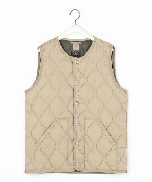 Grand PARK（グランドパーク）の「【TAION】ミリタリークルーネックダウンベスト（ダウンベスト・レディース・オリーブ/ダークグレー/ベージュ/オフホワイト・FREE）」の3枚目の写真