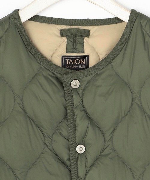 Grand PARK（グランドパーク）の「【TAION】ミリタリークルーネックダウンベスト（ダウンベスト・レディース・オリーブ/ダークグレー/ベージュ/オフホワイト・FREE）」の10枚目の写真