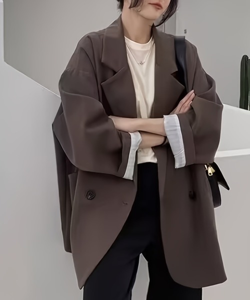 cammie(キャミー)の「ダブルブレストブレザー(テーラードジャケット・レディース・ブラック/オフホワイト/ブラウン・M/L)」の14枚目の写真
