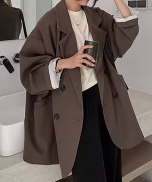 cammie(キャミー)の「ダブルブレストブレザー(テーラードジャケット・レディース・ブラック/オフホワイト/ブラウン・M/L)」の13枚目の写真