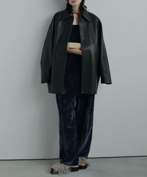 anuke/アンヌーク] エコレザー オーバージャケット（ライダース