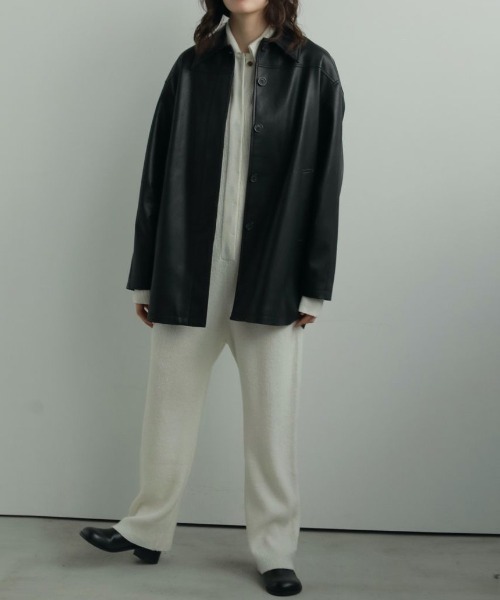 anuke/アンヌーク] エコレザー オーバージャケット（ライダース